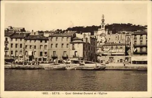 Ak Sète Cette Hérault, Quai General-Durant, Kirche