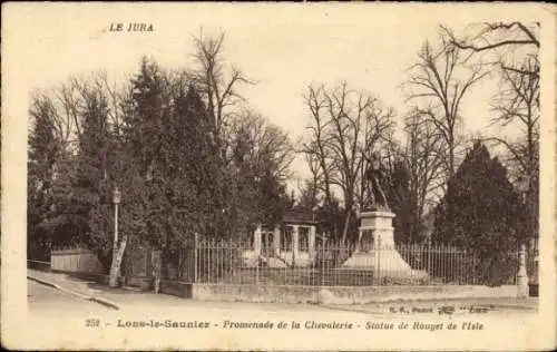 Ak Lons le Saunier Jura, Promenade de la Chevalerie, Statue de Rouget de l'Isle