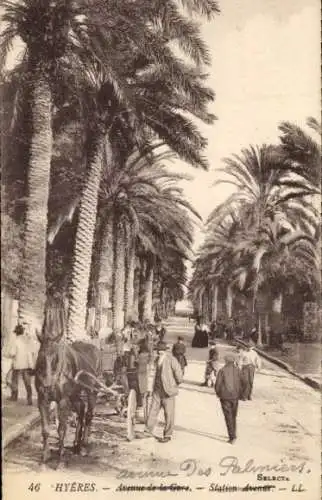 Ak Hyères Var, Avenue de la Gare, Avenue des Palmiers