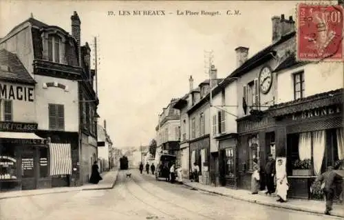 Ak Les Mureaux Yvelines, Place Rouget, Geschäfte