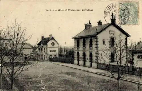 Ak Juziers-Yvelines, Bahnhof und Restaurant Terminus