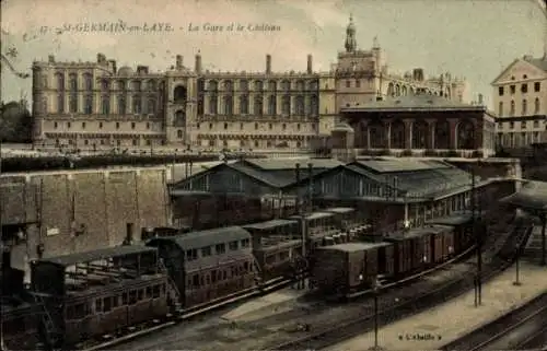 Ak Saint Germain et Laye Yvelines, Gare und Château