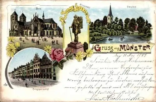 Litho Münster in Westfalen, Dom, Prinzipalmarkt, Kiepenkähl, Handorf