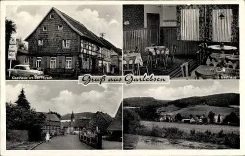 Ak Garlebsen Einbeck in Niedersachsen, Gesamtansicht, Straßenpartie, Gasthaus Weißer Hirsch