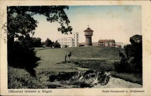 Ak Ostseebad Göhren auf Rügen, Hotel Nordpeerd, Wasserturm