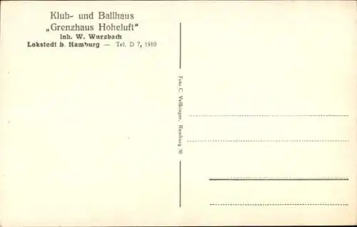 Ak Hamburg Eimsbüttel Lokstedt, Klub- und Ballhaus Grenzhaus Hoheluft