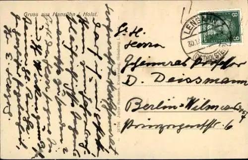 Ak Hansühn Wangels in Holstein, Pastorat