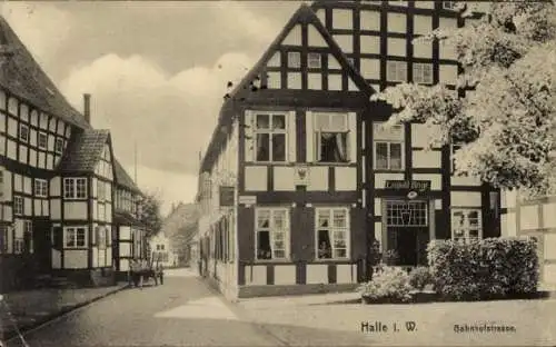 Ak Halle in Westfalen, Bahnhofstraße, Geschäft Leopold Brune