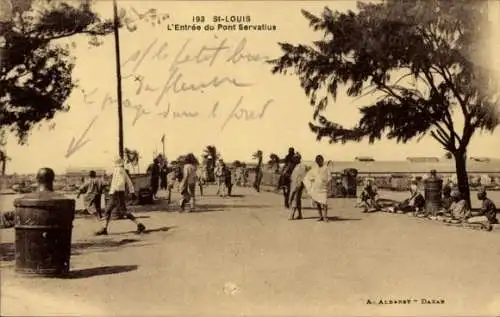 Ak Saint Louis Senegal, Eingang zur Servatiusbrücke