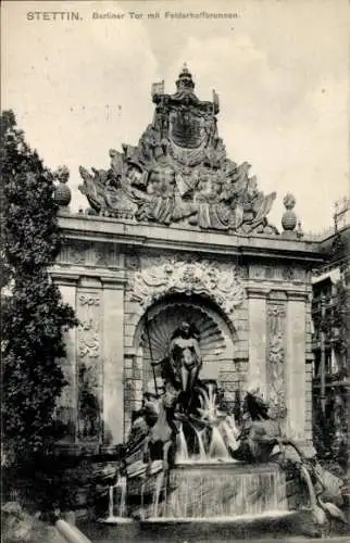 Ak Szczecin Stettin Pommern, Berliner Tor mit Felderhoffbrunnen