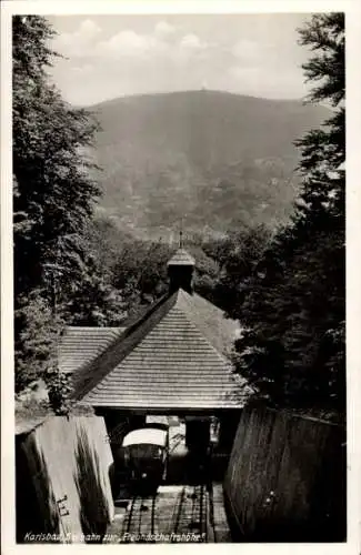 Ak Karlovy Vary Karlsbad Stadt, Seilbahn zur Freundschaftshöhe