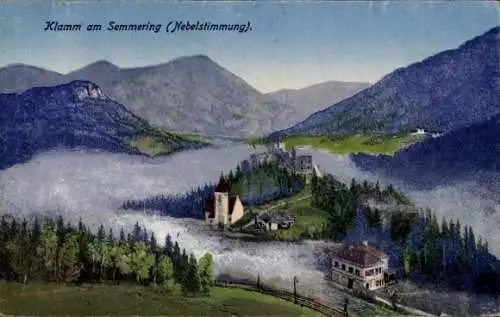 Ak Klamm am Semmering Niederösterreich, Nebelstimmung