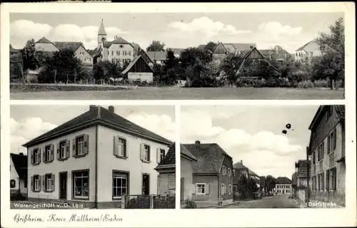 Ak Grißheim Neuenburg am Rhein Baden, Dorfstraße, Blick auf den Ort, Warenhandlung