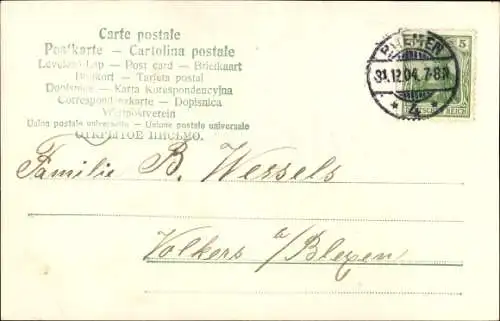 Ak Glückwunsch Neujahr 1905, Hufeisen, Schweinchen, Glücksklee