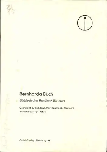 Ak Schauspielerin Bernharda Buch, Portrait, Autogramm