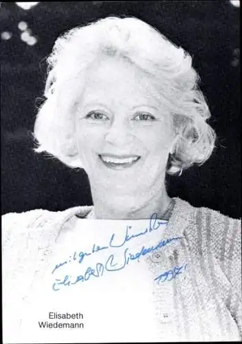 Ak Schauspielerin Elisabeth Wiedemann, Portrait, Autogramm