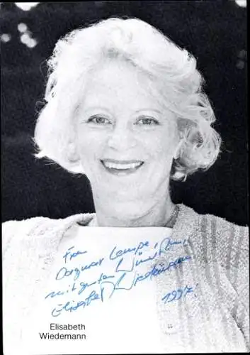 Ak Schauspielerin Elisabeth Wiedemann, Portrait, Autogramm