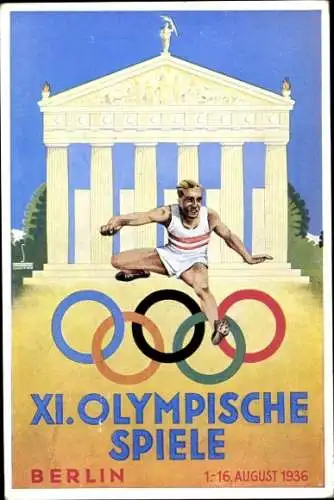 Künstler Ak XI. Olympische Spiele Berlin 1936, Hürdenläufer, Österreichischer Olympiafond