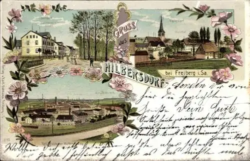 Litho Hilbersdorf in Sachsen, Gasthaus zur Linde, Hüttenwerke