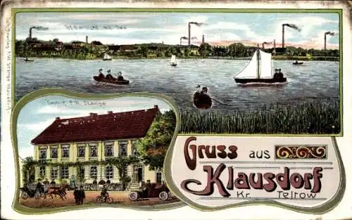 Ak Klausdorf am Mellensee Brandenburg, Gesamtansicht, See, Gasthof