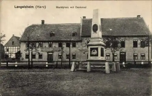 Ak Langelsheim Harz, Marktplatz, Denkmal