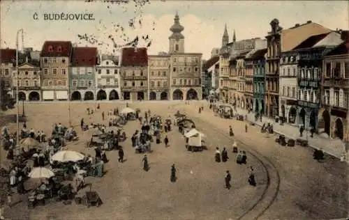 Ak České Budějovice Budweis Südböhmen, Marktplatz