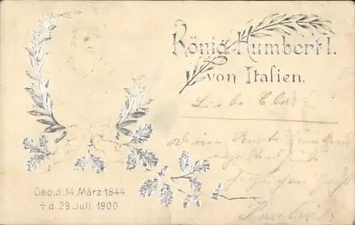 Präge Ak König Humbert I. von Italien, König Umberto I., Portrait
