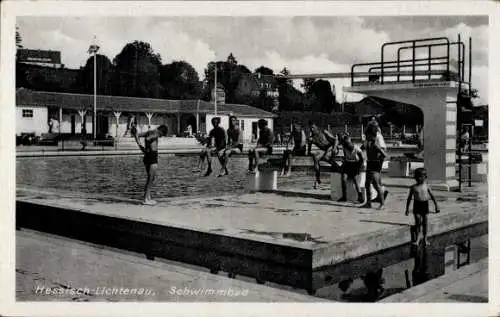 Ak Hessisch Lichtenau im Werra Meißner Kreis, Badegäste im Schwimmbad, Sprungturm