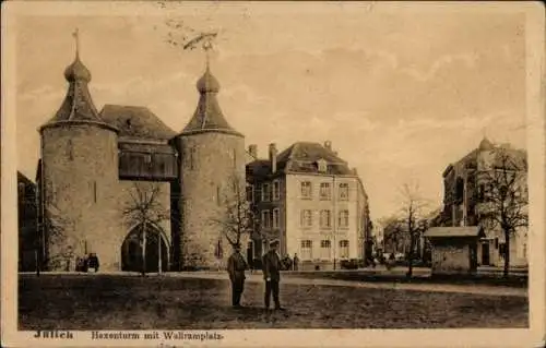 Ak Jülich in Nordrhein Westfalen, Hexenturm mit Wallramplatz