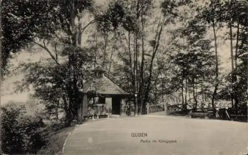 Ak Guben in der Niederlausitz, Königspark, Brücke