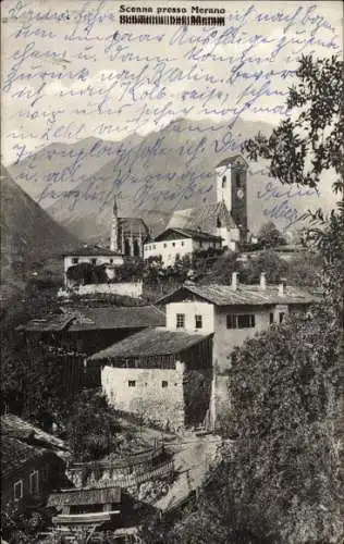 Ak Meran Merano Südtirol, Teilansicht, Turm