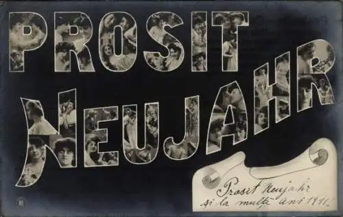 Buchstaben Ak Glückwunsch Neujahr, Frauenportraits