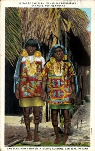 Ak Panama, San Blas Indianerinnen in einheimischer Tracht