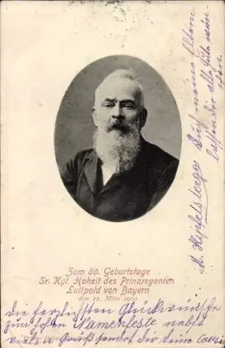 Ak Prinzregent Luitpold von Bayern, 80. Geburtstag am 12. März 1901