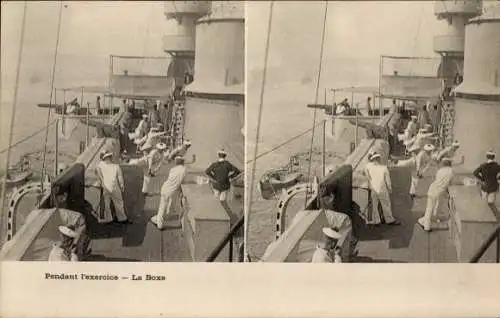 Stereo Ak Französisches Kriegsschiff, Übungen, Geschütz, Marinesoldaten