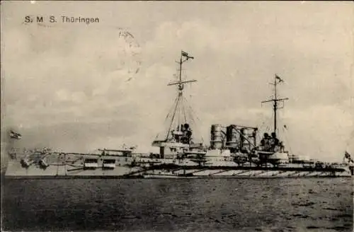 Ak Deutsches Kriegsschiff, SMS Thüringen, Linienschiff