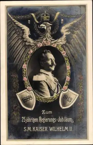 Passepartout Ak Kaiser Wilhelm II., Portrait, 25 jähriges Regierungsjubiläum