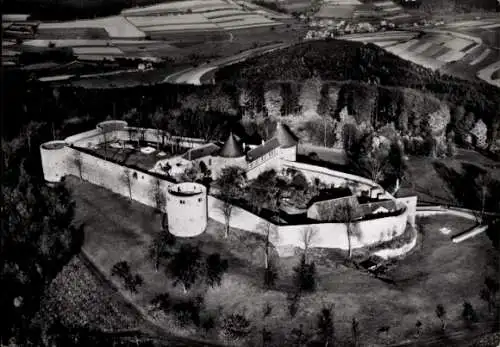 Ak Breitenbach am Herzberg, Burg Herzberg, Fliegeraufnahme