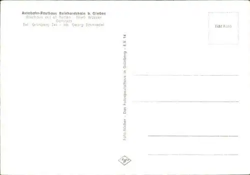 Ak Reinhardshain Grünberg in Hessen, Autobahnrasthaus, Aussen- und Innenansicht