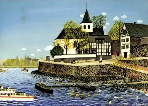 Künstler Ak Köln am Rhein, Kapellchen, Rodenkirchen, Fachwerkhäuser