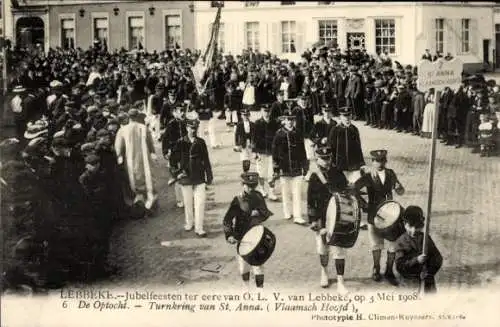 Ak Lebbeke Ostflandern Belgien, Jubelfeesten ter eere van O. L. V. van Lebbeke, 3. Mai 1908, Optocht