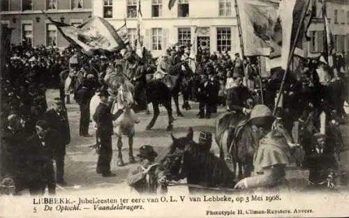 Ak Lebbeke Ostflandern Belgien, Jubelfeesten ter eere van O. L. V. van Lebbeke, 3. Mai 1908, Optocht