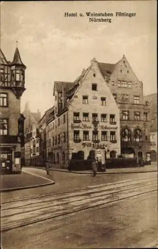 Ak Nürnberg in Mittelfranken Bayern, Hotel und Weinstuben Föttinger, Bes. Ultsch & Messerschmidt