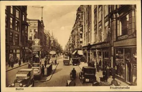 Ak Berlin Mitte, Friedrichstraße, Geschäfte, Reklame-Uhr