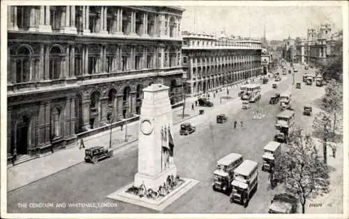 Ak London City England, Das Kenotaph und Whitehall