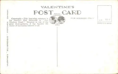 Ak London City England, Das Kenotaph und Whitehall