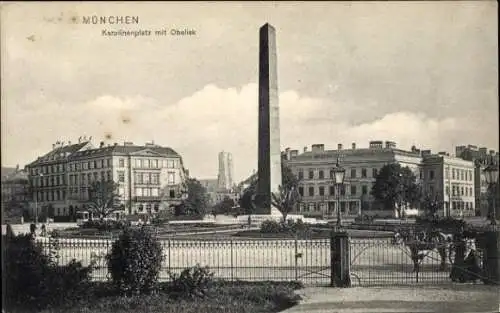 Ak München, Karolinenplatz, Obelisk