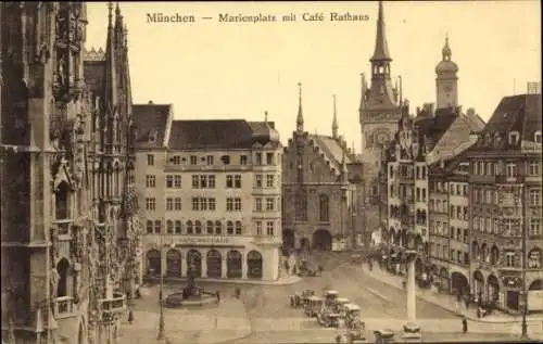 Ak München, Marienplatz, Cafe Rathaus