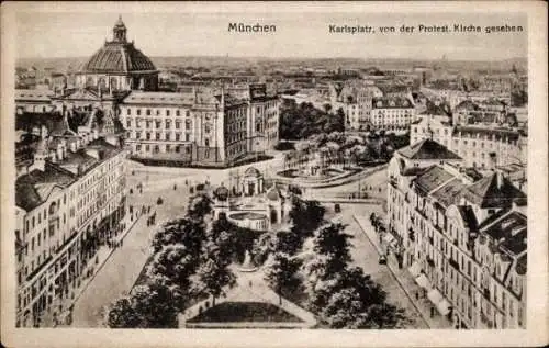 Ak München, Karlsplatz, von der Protest. Kirche gesehen