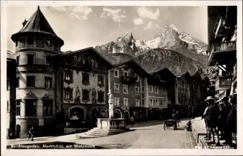 Ak Berchtesgaden Oberbayern, Marktplatz, Watzmann